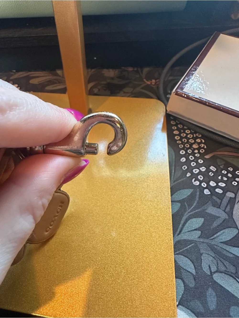 Coach Tea Rose Bag Charm in Chalk